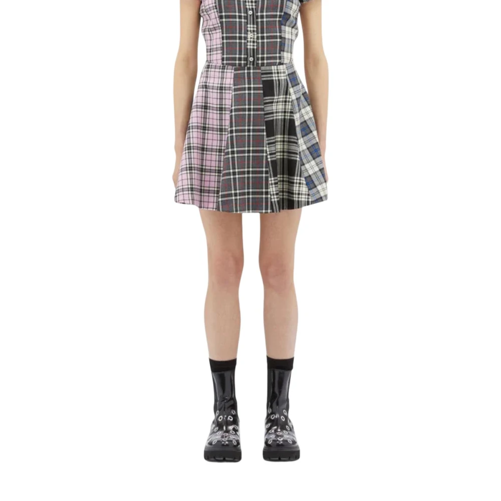 Msgm Tartan Patchwork Wollen Mini Rok Multicolor Dames