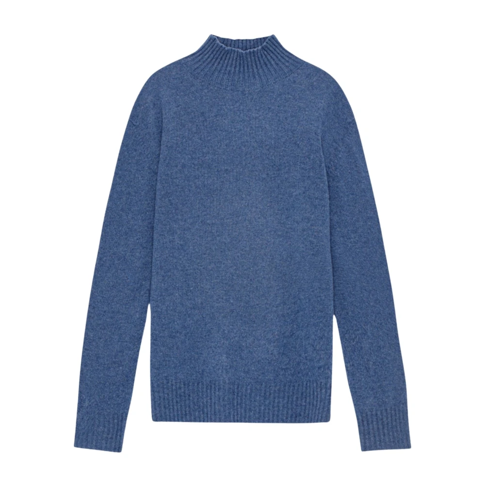Nn07 Gebreide Mock Neck Sweater Bering Sea Blue Heren