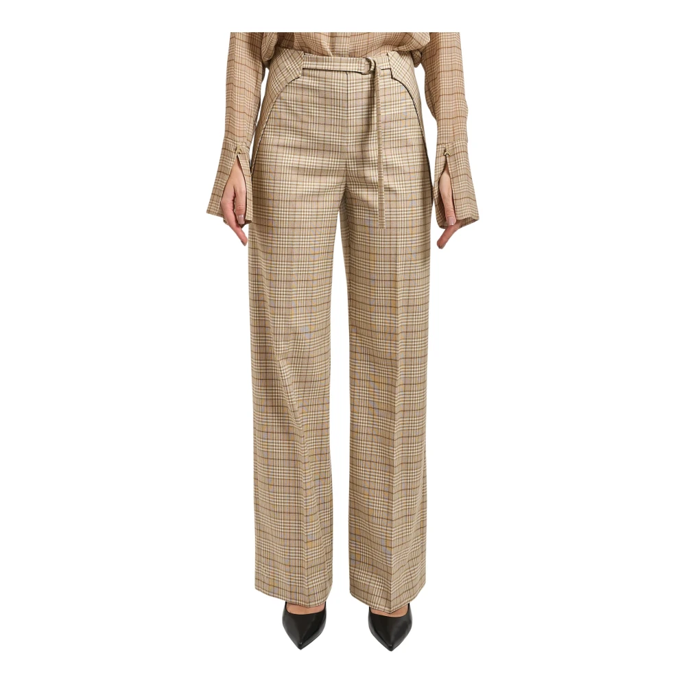Patrizia Pepe Femme Beige Pantalons, Taille: 38 Fr Pantalon À Carreaux
