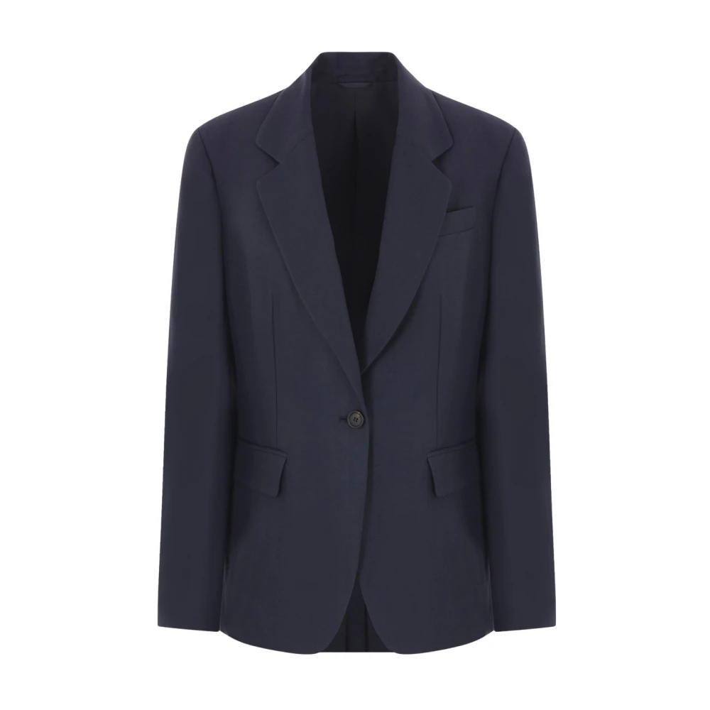 BRUNELLO CUCINELLI Blauwe Twill Jas met Monile Borduurwerk Blue Dames