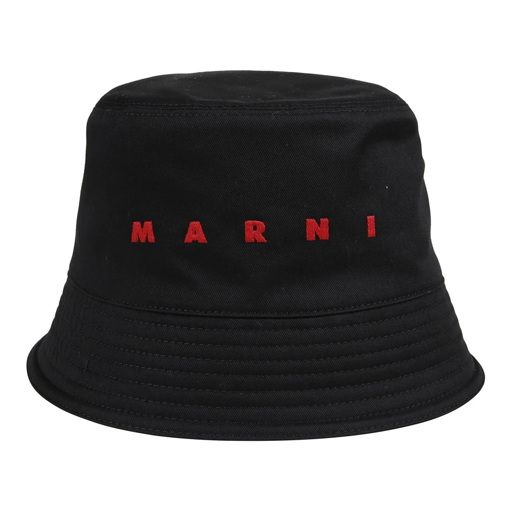 Marni Katoenen twill hoed voor mannen Black Heren