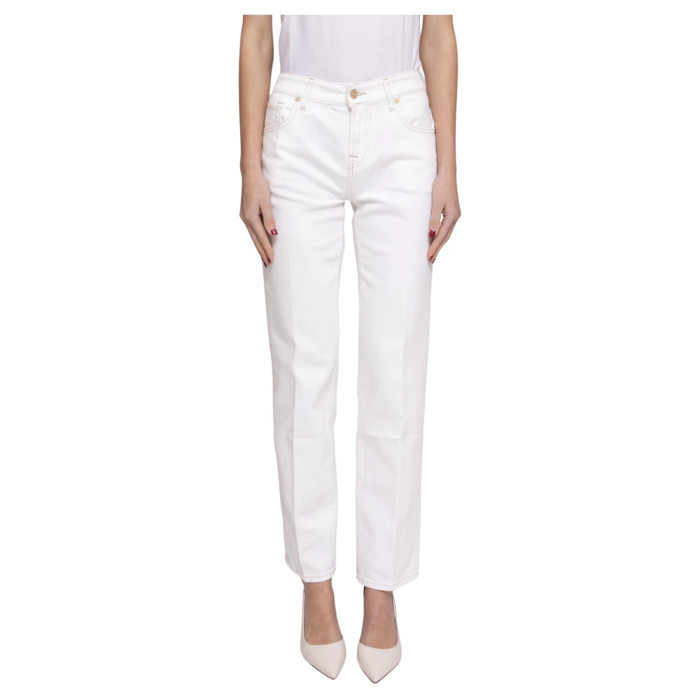 7 For All Mankind White Milkyway Straight Jeans - Female - Straight Fit Jeans - W28 - Jeans