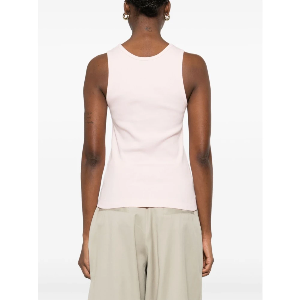 Maison Kitsuné Mouwloze top met scoop hals in lichtroze Pink Dames