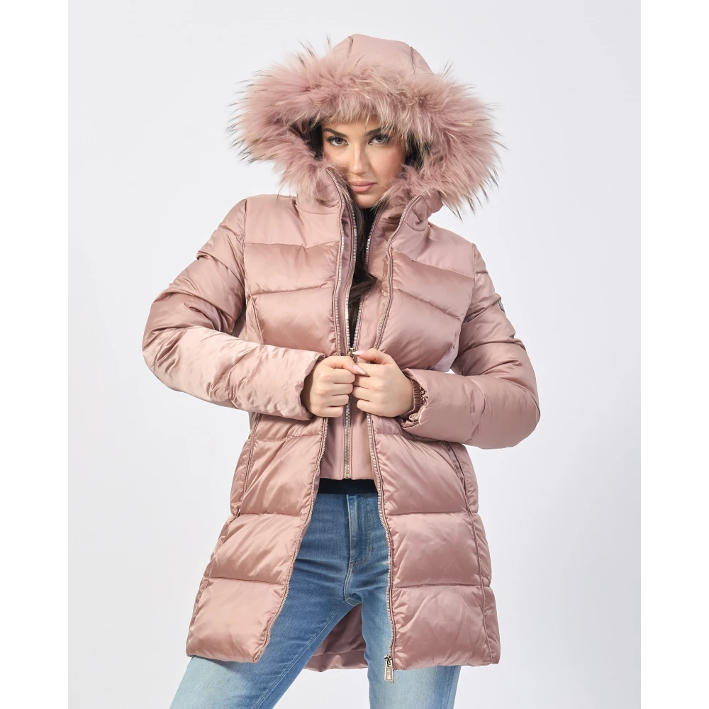 YES ZEE Roze gewatteerde jas met nepbont Pink Dames