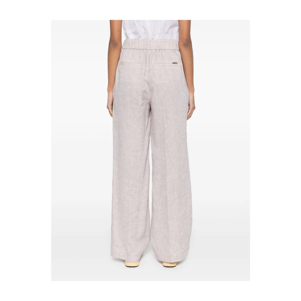 PESERICO Beige Linnen Broek voor Vrouwen Beige Dames