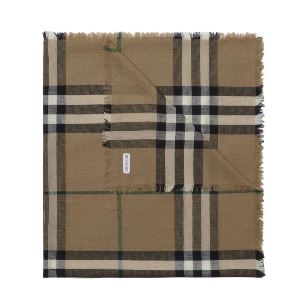 Burberry Giant Khaki Zwart Geruit Sjaal Brown Heren