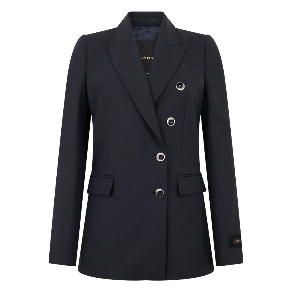 Pinko Striped Jacket With Decorative Buttons - Female - Blazers - Blue - M - Jackets