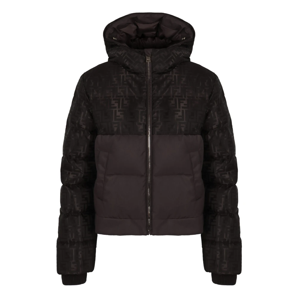 Fendi Women's Brown Down Jackets, Xs, Down Jacket In Nylon Ff