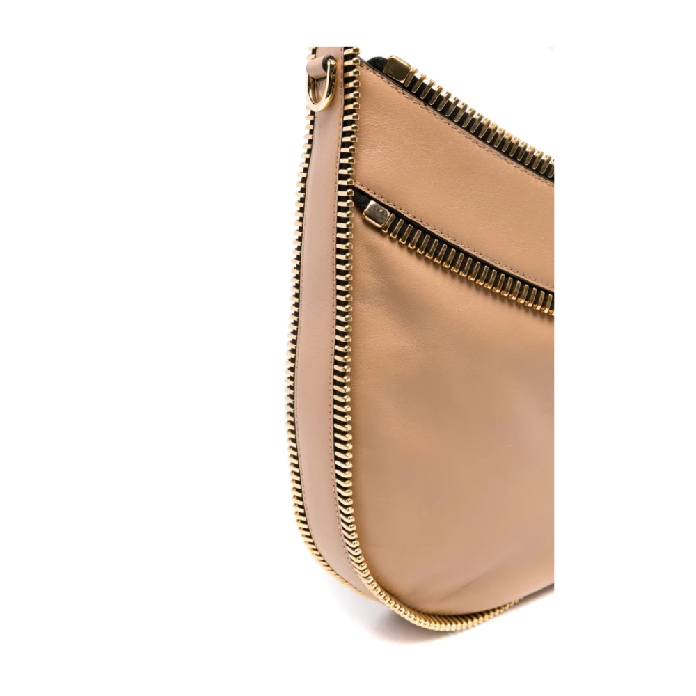 Moschino Bruine Kalfsleren Tas met Gebogen Rand Brown Dames
