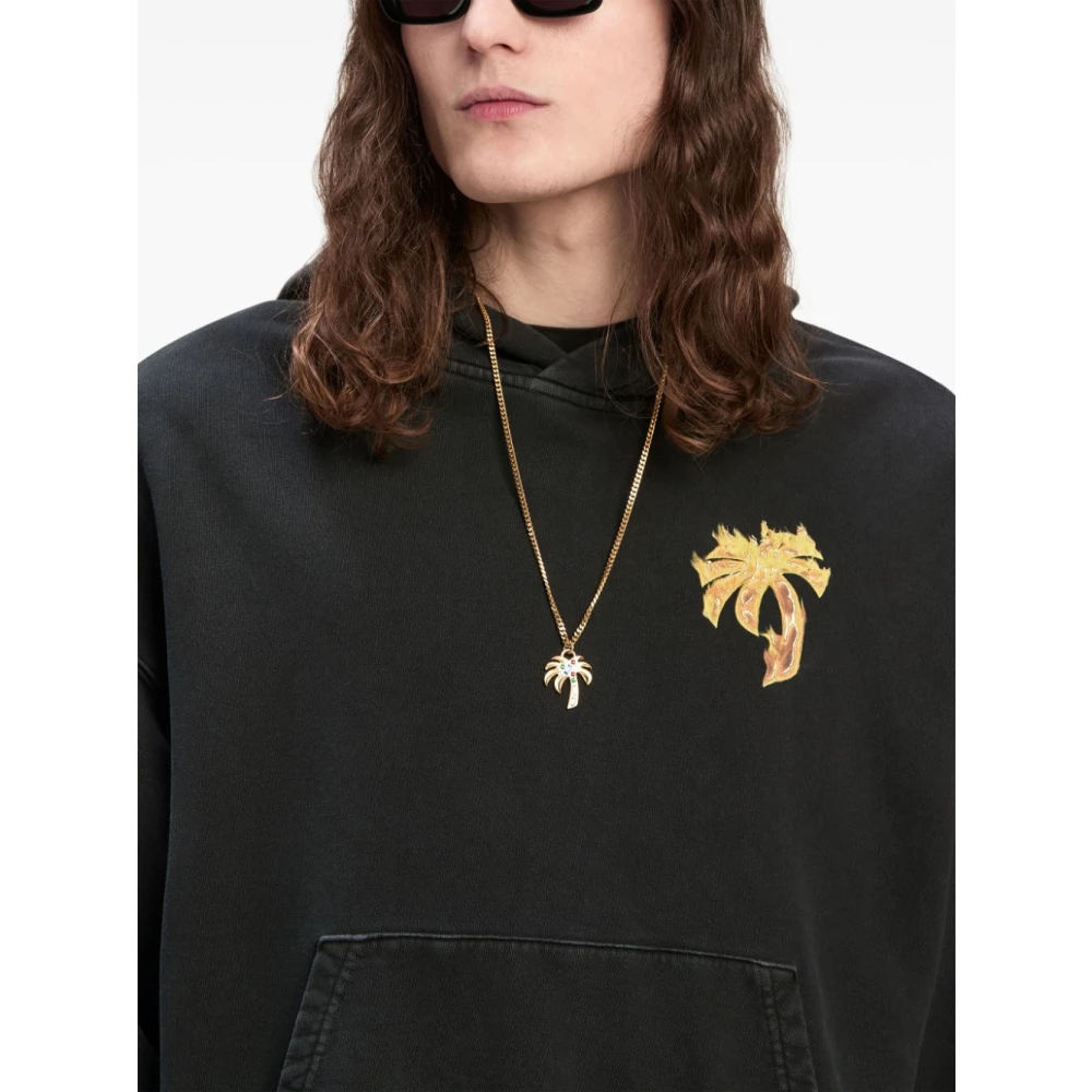 Palm Angels Zwarte Gothic Logo Sweater Black Heren