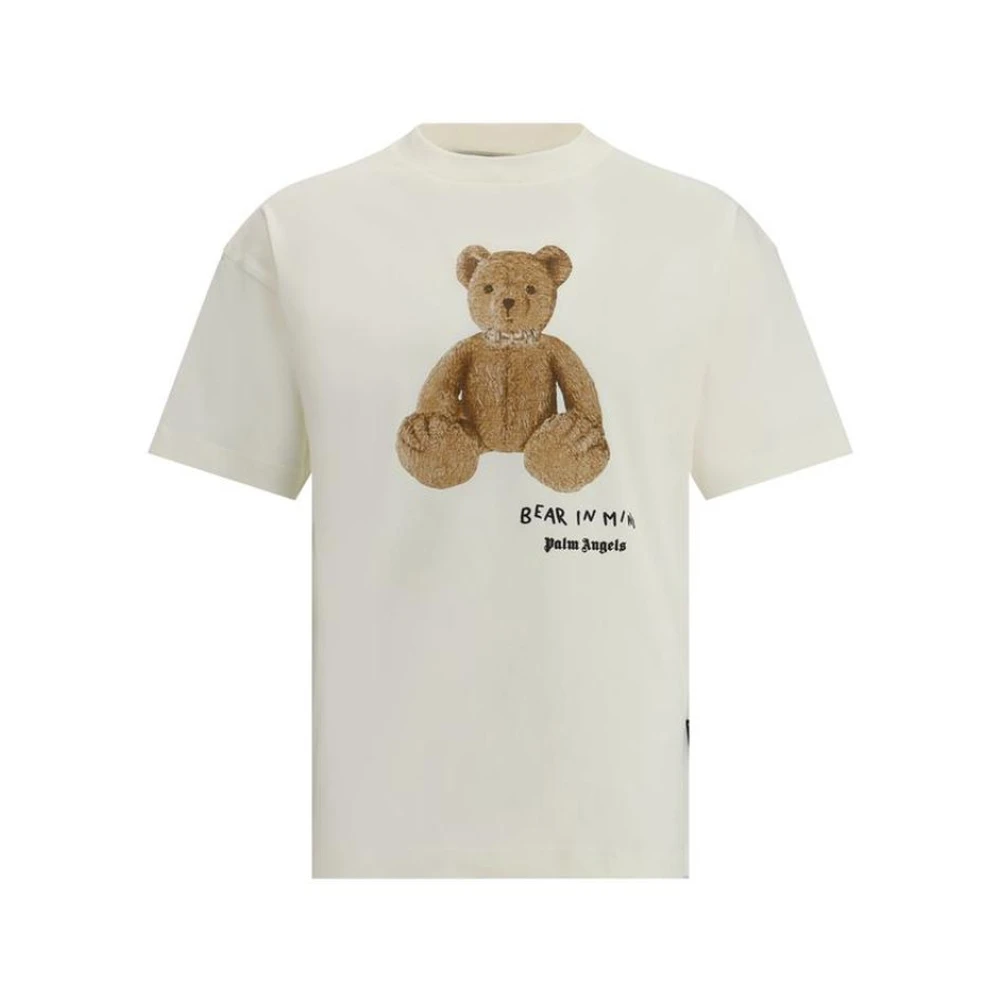 Palm Angels Beer Grafische Print Crew Neck T-shirt Beige Heren