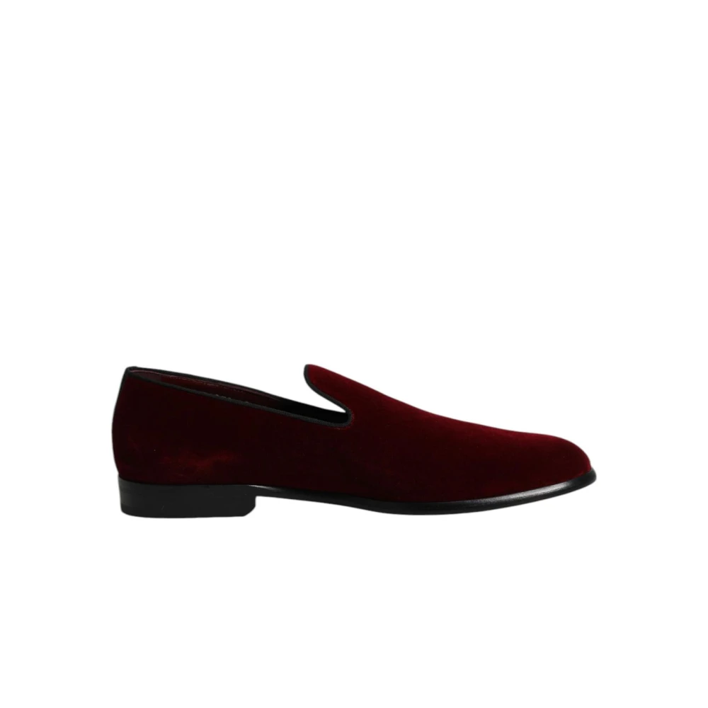Dolce & Gabbana Men's Red Velvet Loafers Slip-On Shoes - Loafers - 9 Uk - Shoes