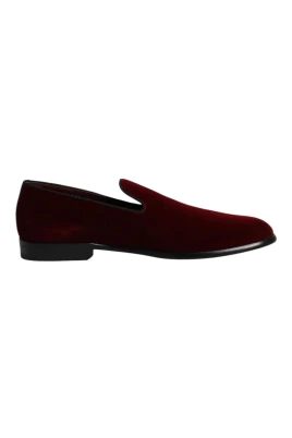 Röda Velvet Loafers Slip-On Skor