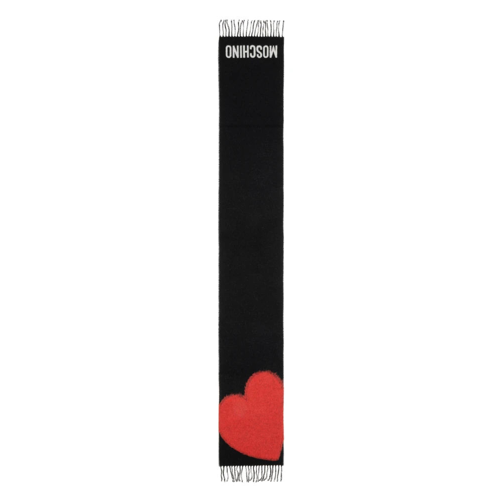 Moschino Abstract Multicolor Wollen Sjaal met Franjes Black Dames