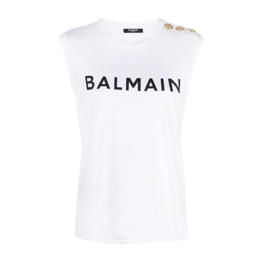 Balmain Witte T-shirts & Polo's voor vrouwen White Dames