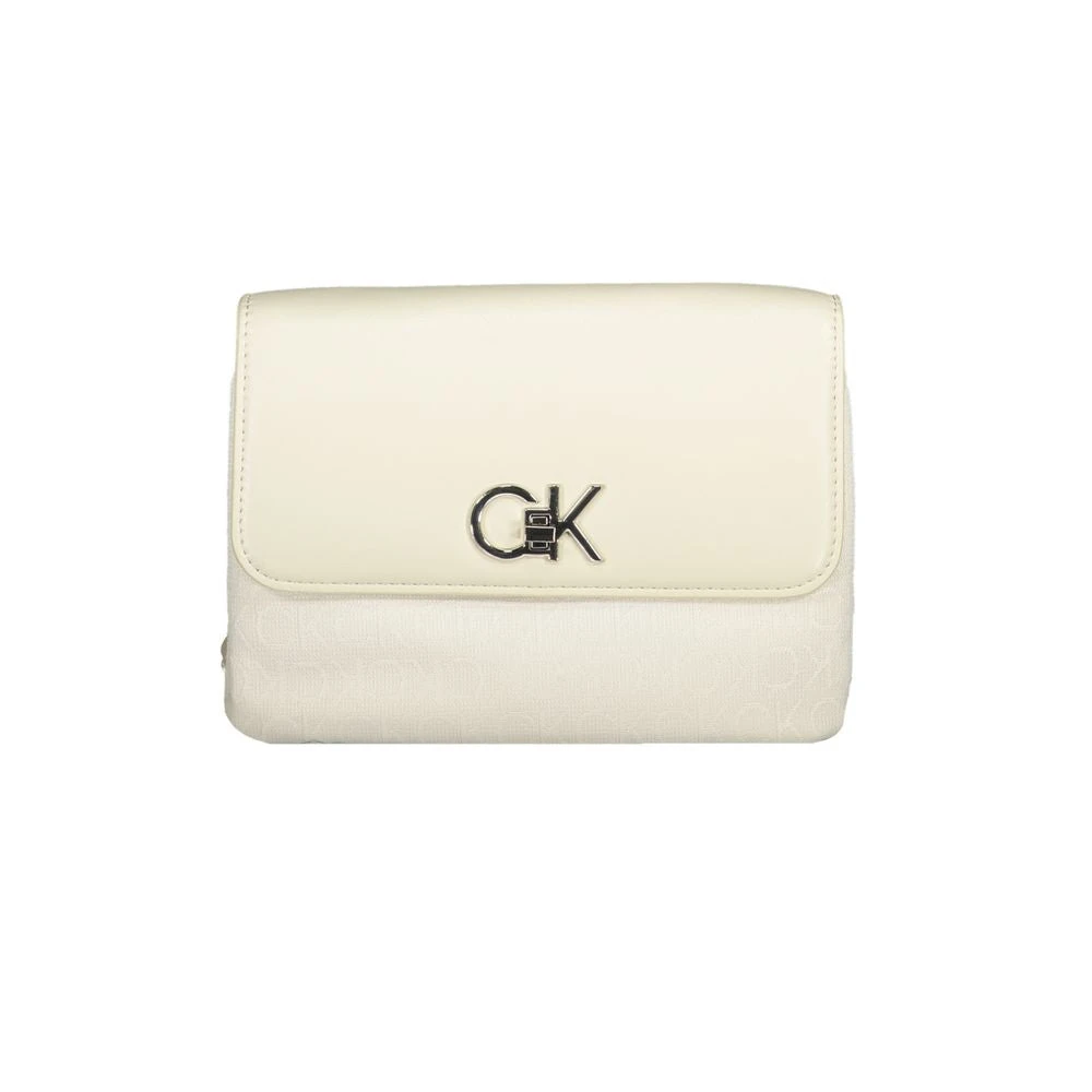 Calvin Klein Women's Beige Polyester Handbag With Chain Handle