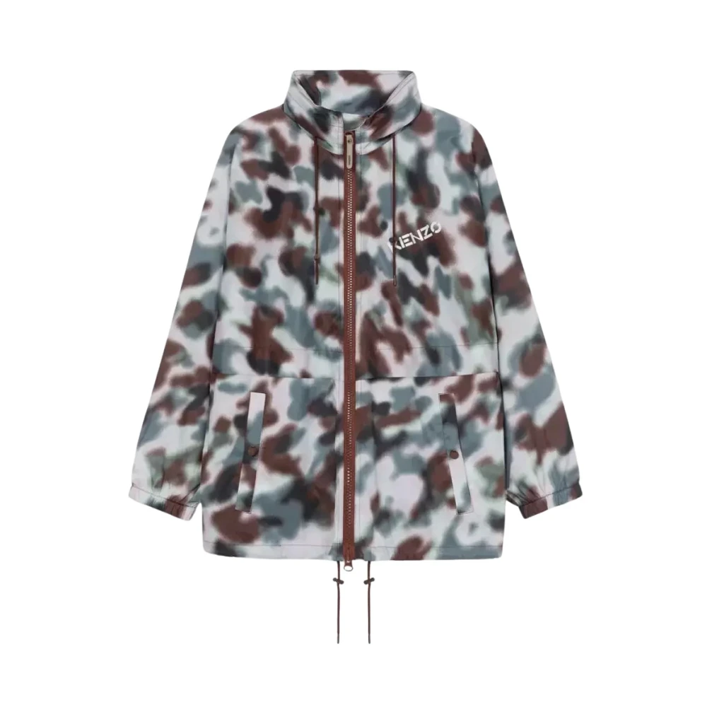 Kenzo Cloud Camo Hoodie Jas Brown Dames