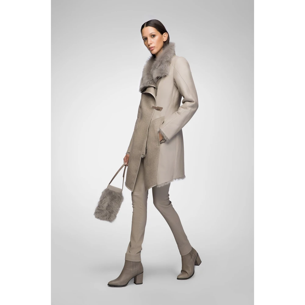 Vespucci by VSP Dione Niobe Shearling Coat Gray Dames
