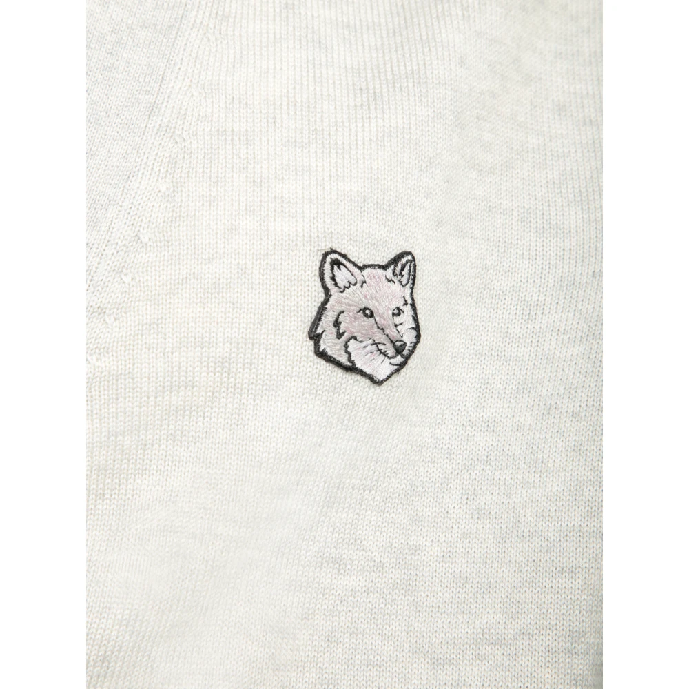 Maison Kitsuné Grijze V-hals Cardigan Sweater Gray Heren