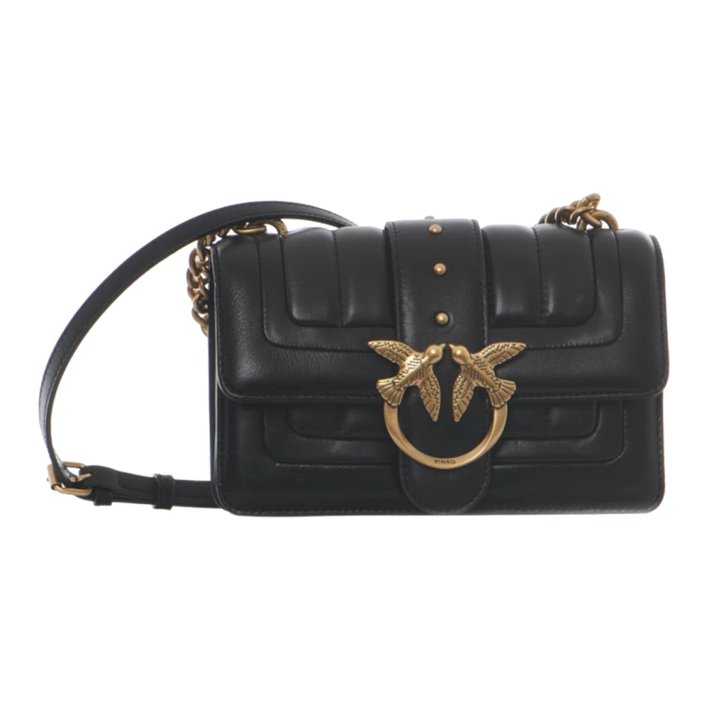 Pinko Mini Love tas in zacht leer en zijde Black Dames