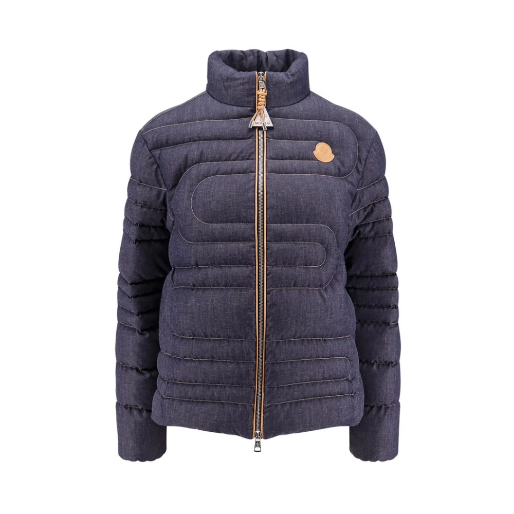 Moncler Denim Effect Stretch Katoenen Jas Blue Dames