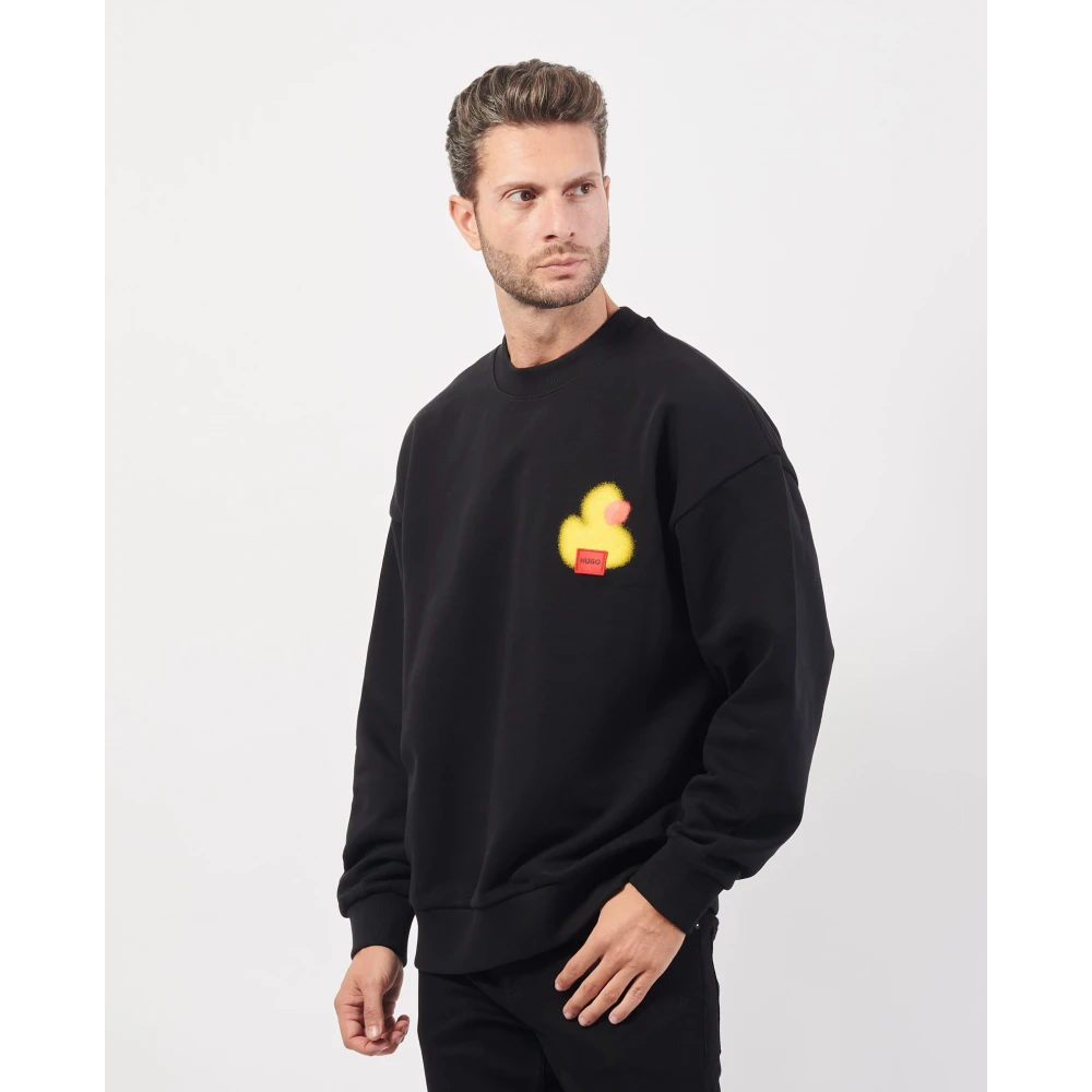 Hugo Boss Zwarte Crewneck Sweater Nieuwe Seizoensprint Black Heren