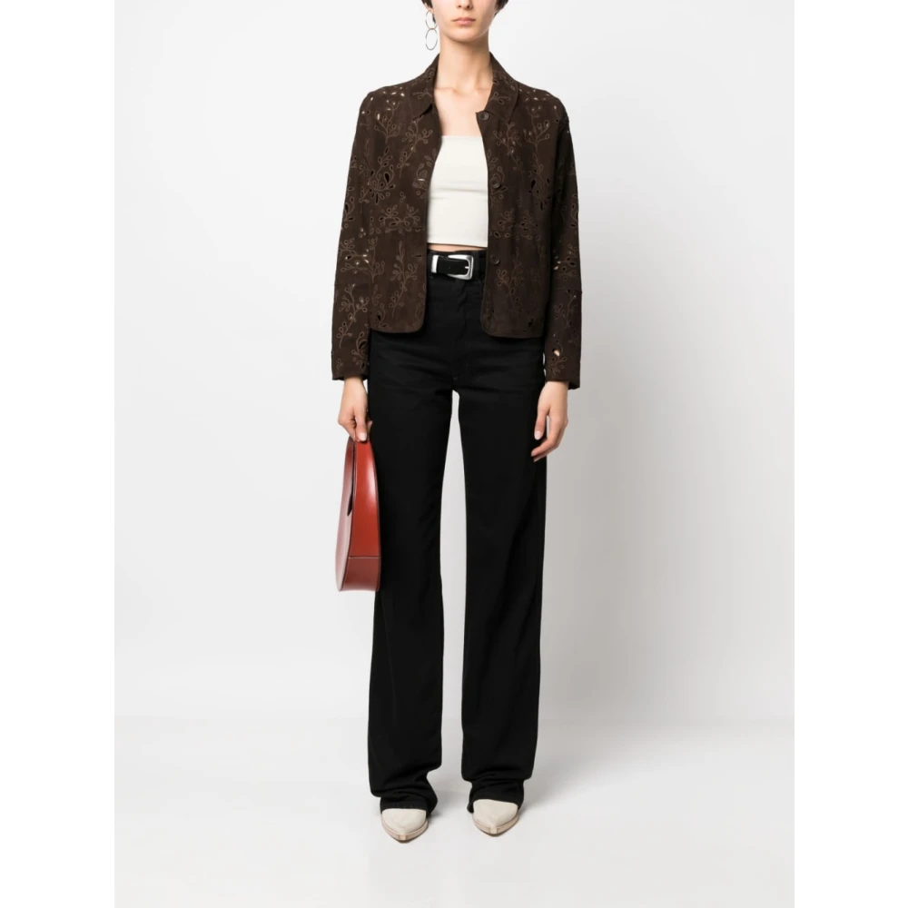 S.w.o.r.d 6.6.44 Laser Cutout Chocolade Suede Jas Brown Dames