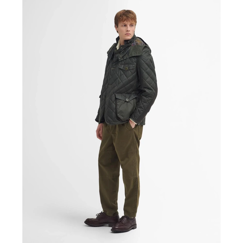 Barbour Gewatteerde Gewaxte Jas in Olijf Green Heren