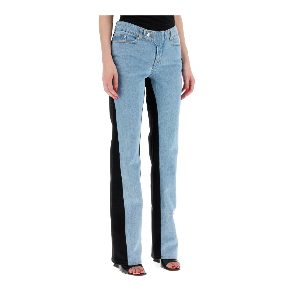 Mugler Bicolor Straight Leg Jeans Blue Dames