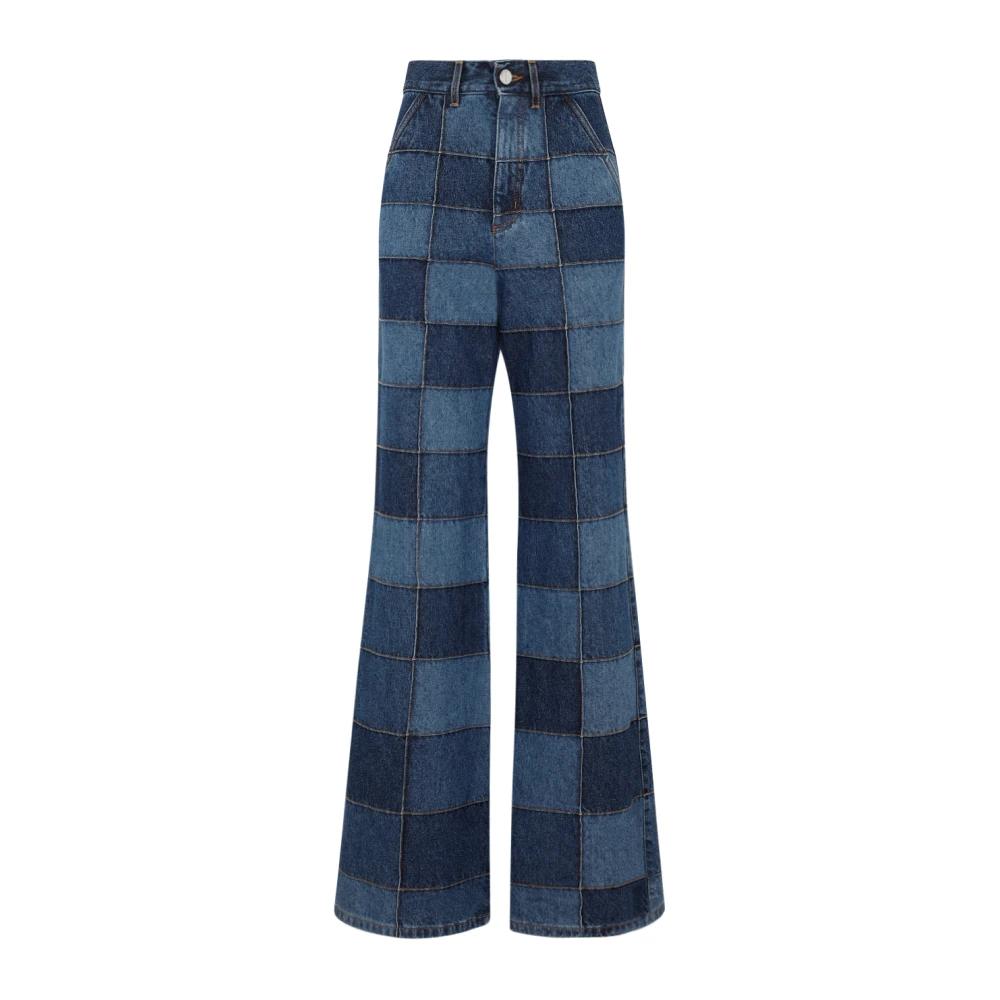Chloé Blauwe Flared Denim Broek Blue Dames