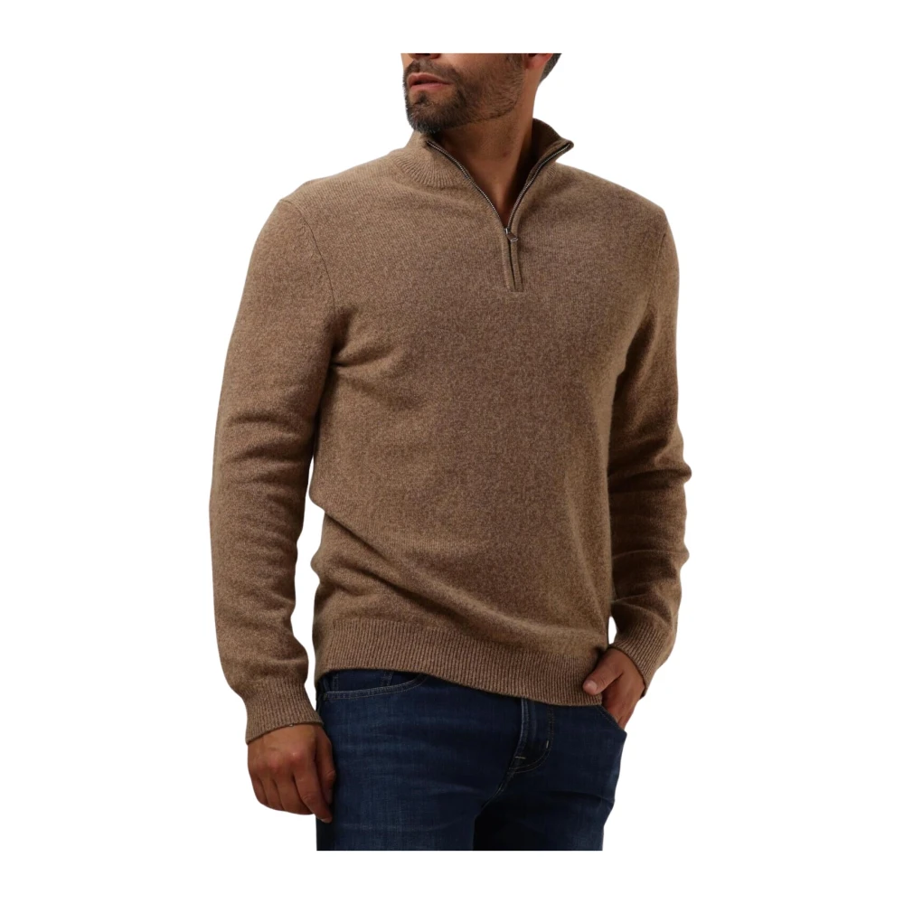 PROFUOMO Heren Truien & Vesten Pullover Half Zip Button Taupe