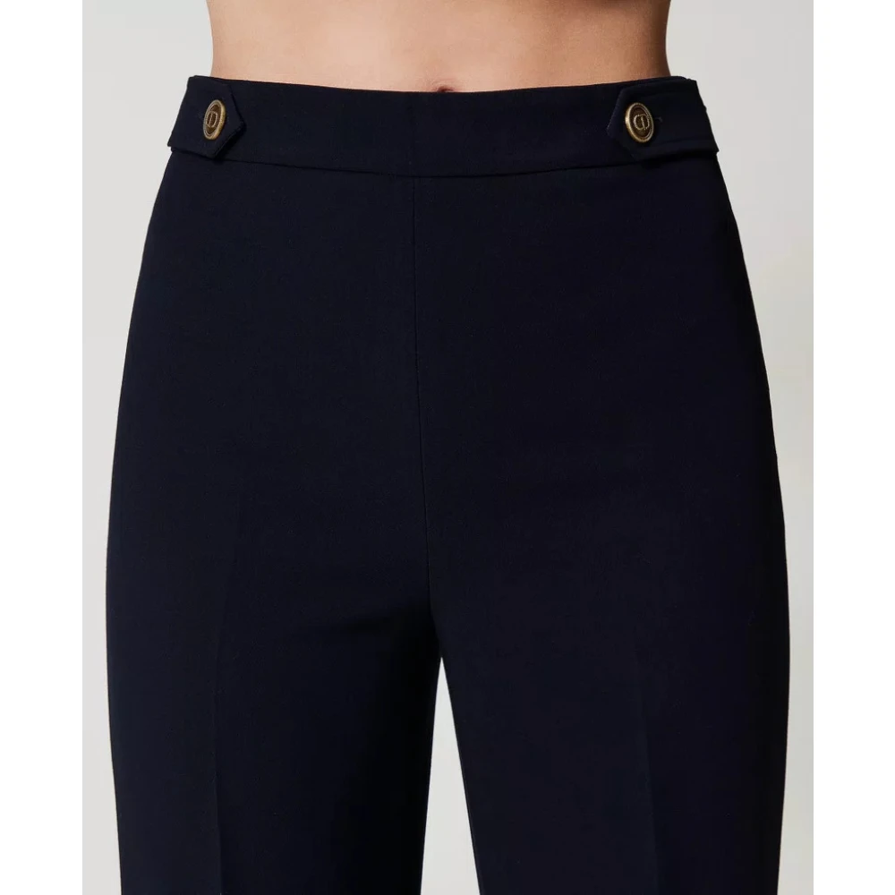 Twinset Hoge taille crepe broek Black Dames