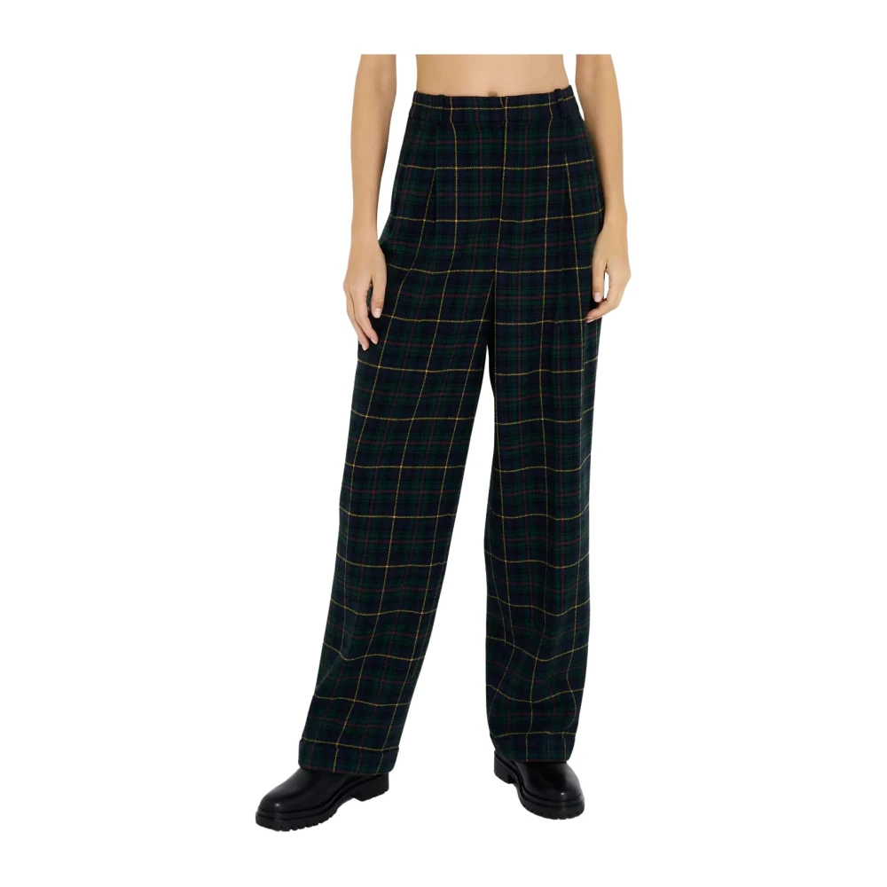 Ralph Lauren Wollen geruite broek Green Dames