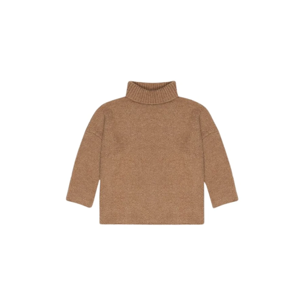 The New Society Oversized Ribbed Neck Jumper Brown Dames