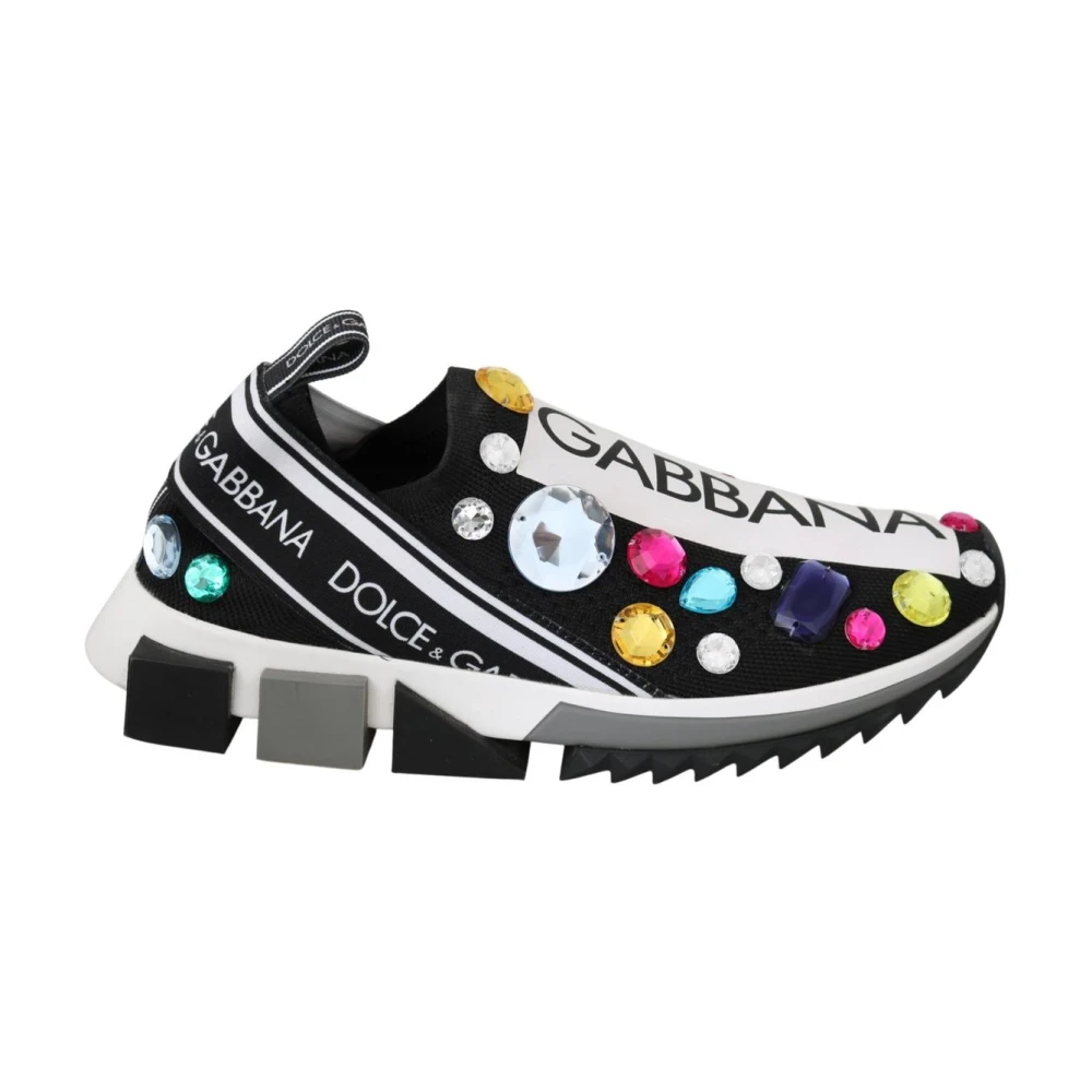 Dolce & Gabbana Women's Multicolor Crystal Detail Slip-On Trainers - Sneakers - 2 1/2 Uk- Shoes