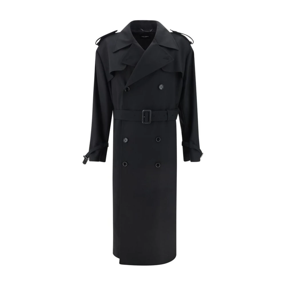 Dolce & Gabbana Klassieke Trenchcoat met Riem Black Heren