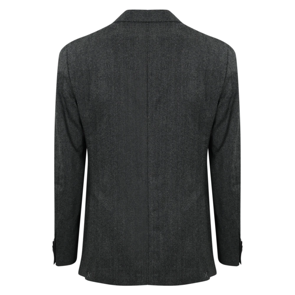 Corneliani Grijze Wol Herringbone Jas Gray Heren