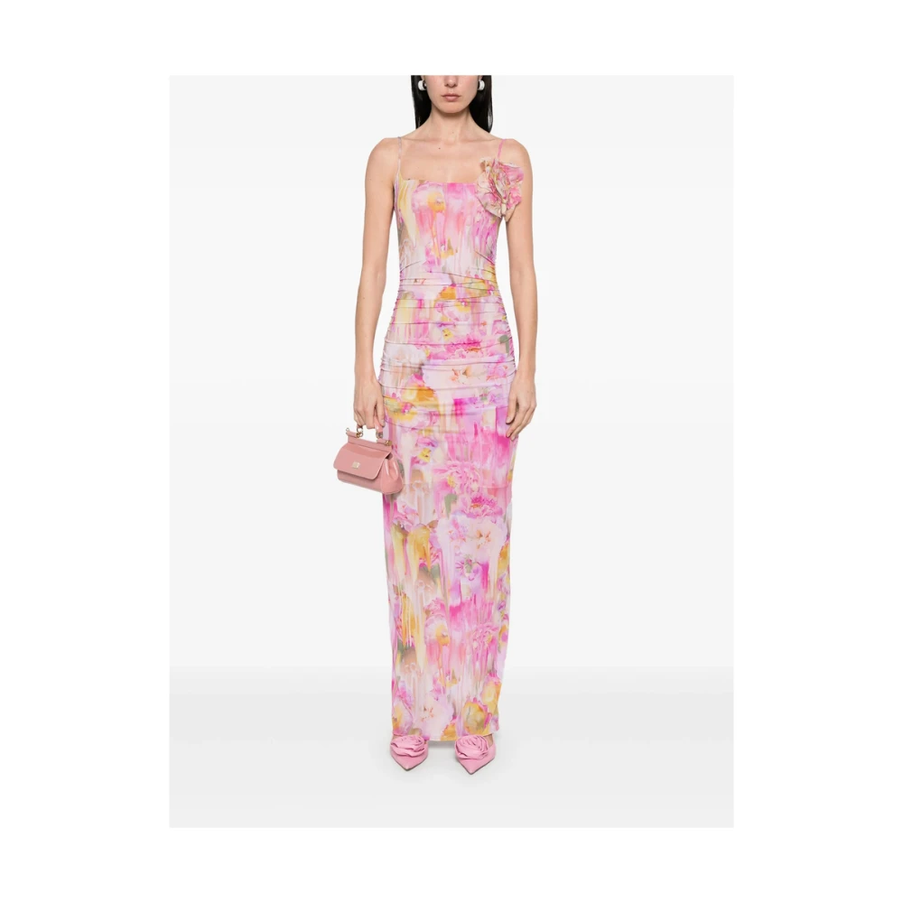 Blumarine Fuchsia Roze Spaghetti Strap Jurk met Broche Pink Dames