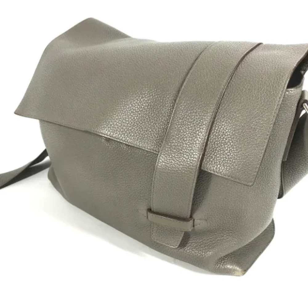 Hermès Vintage Pre-owned Leather shoulder-bags Gray Heren