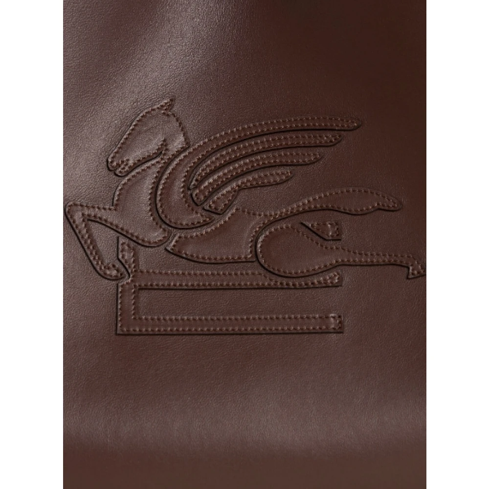 ETRO Bruine leren boodschappentas met Pegasus Brown Dames