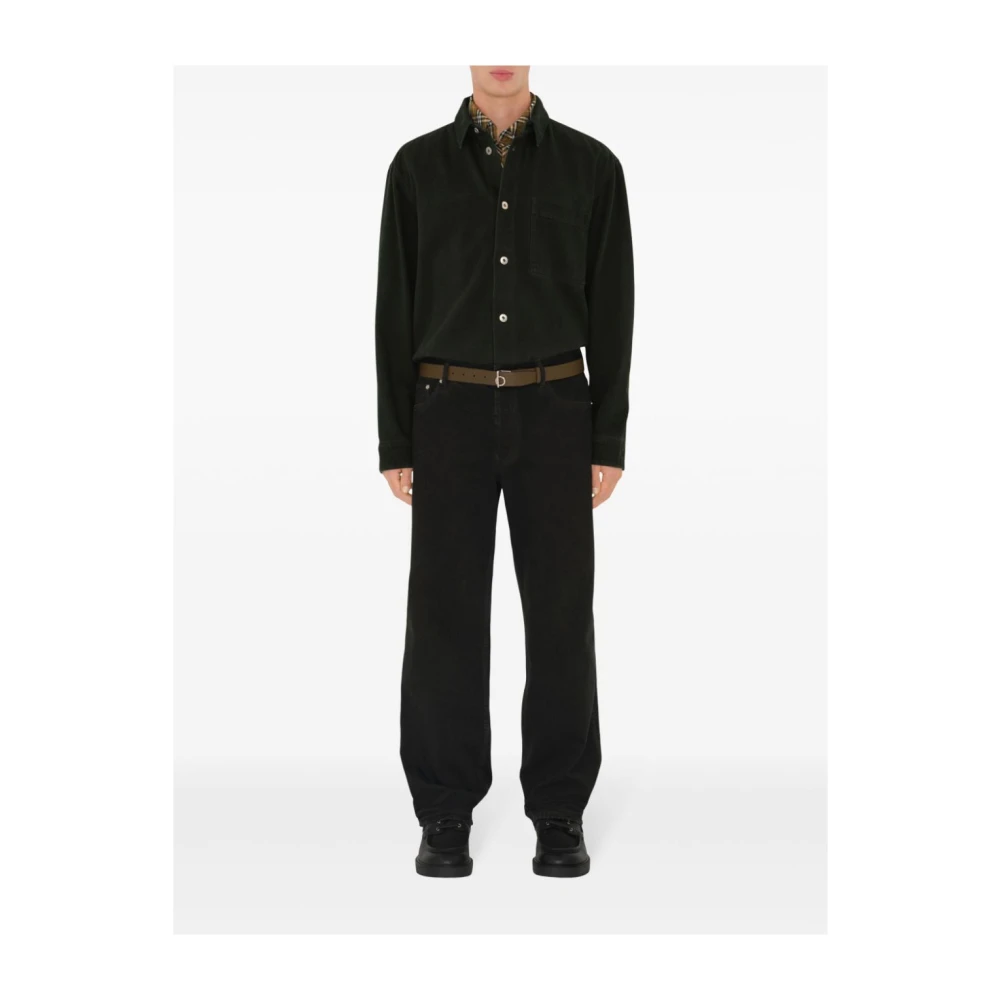 Burberry Zwarte Denim Straight Leg Broek Black Heren