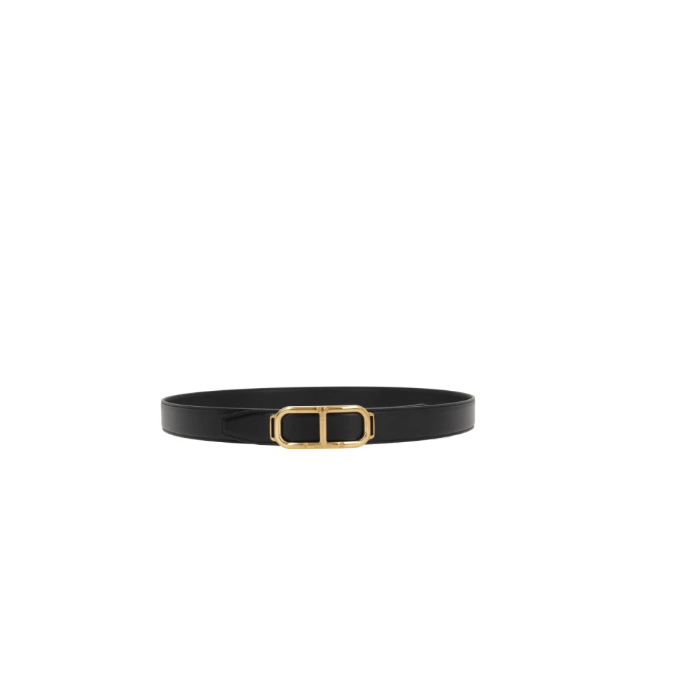 Tom Ford Zwarte leren T-gesp riem Black Heren