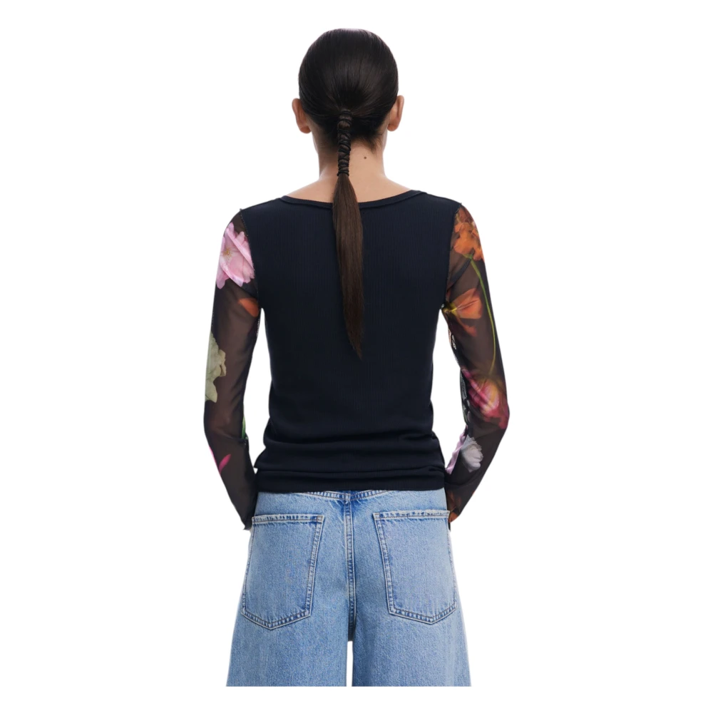 Desigual Lange Mouwen T-shirt Lente Zomer Collectie Black Dames