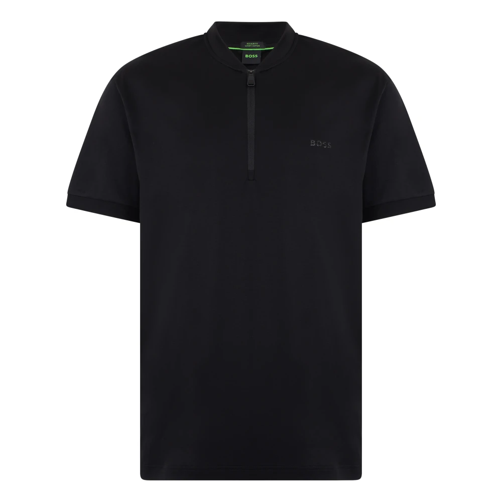 Hugo Men's Black Polo Shirts, Xs, T-Shirt With Zip Collar