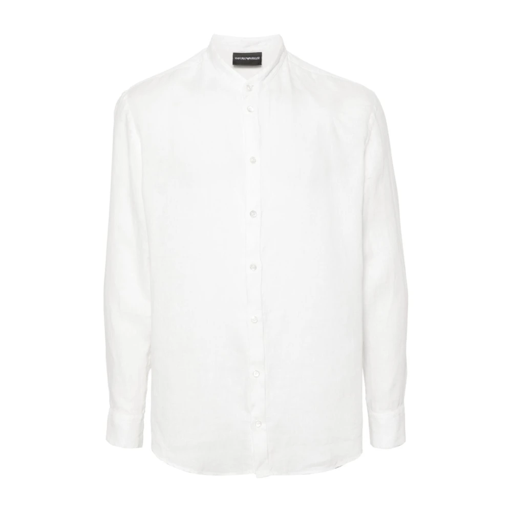 Emporio Armani Witte Linnen Overhemd Met Kraag White Heren