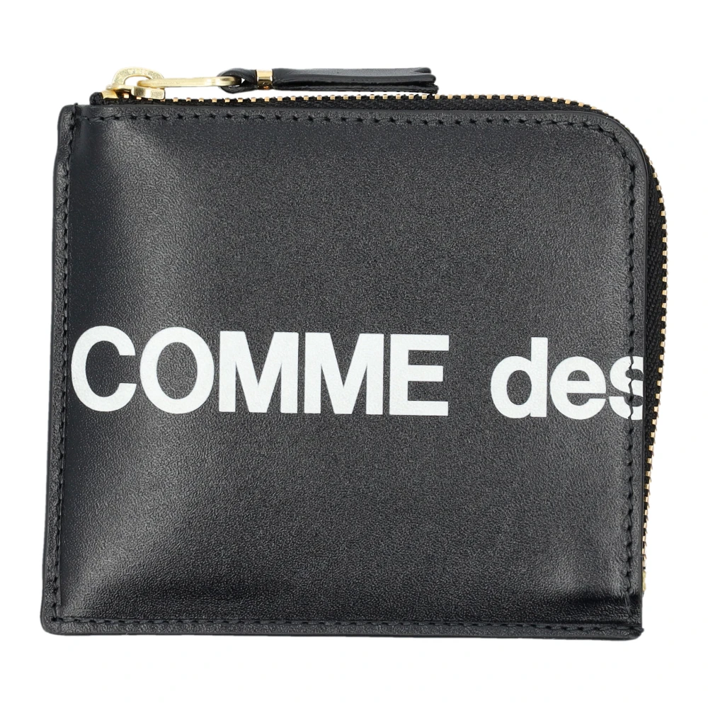 Comme des Garçons Zwarte Leren Logo Portemonnee Black Heren