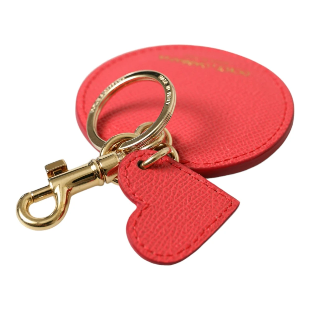 Dolce & Gabbana Elegante rode leren sleutelhanger met gouden accenten Red Dames