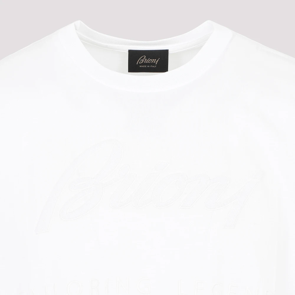 Brioni Wit Katoenen T-Shirt Ronde Hals White Heren