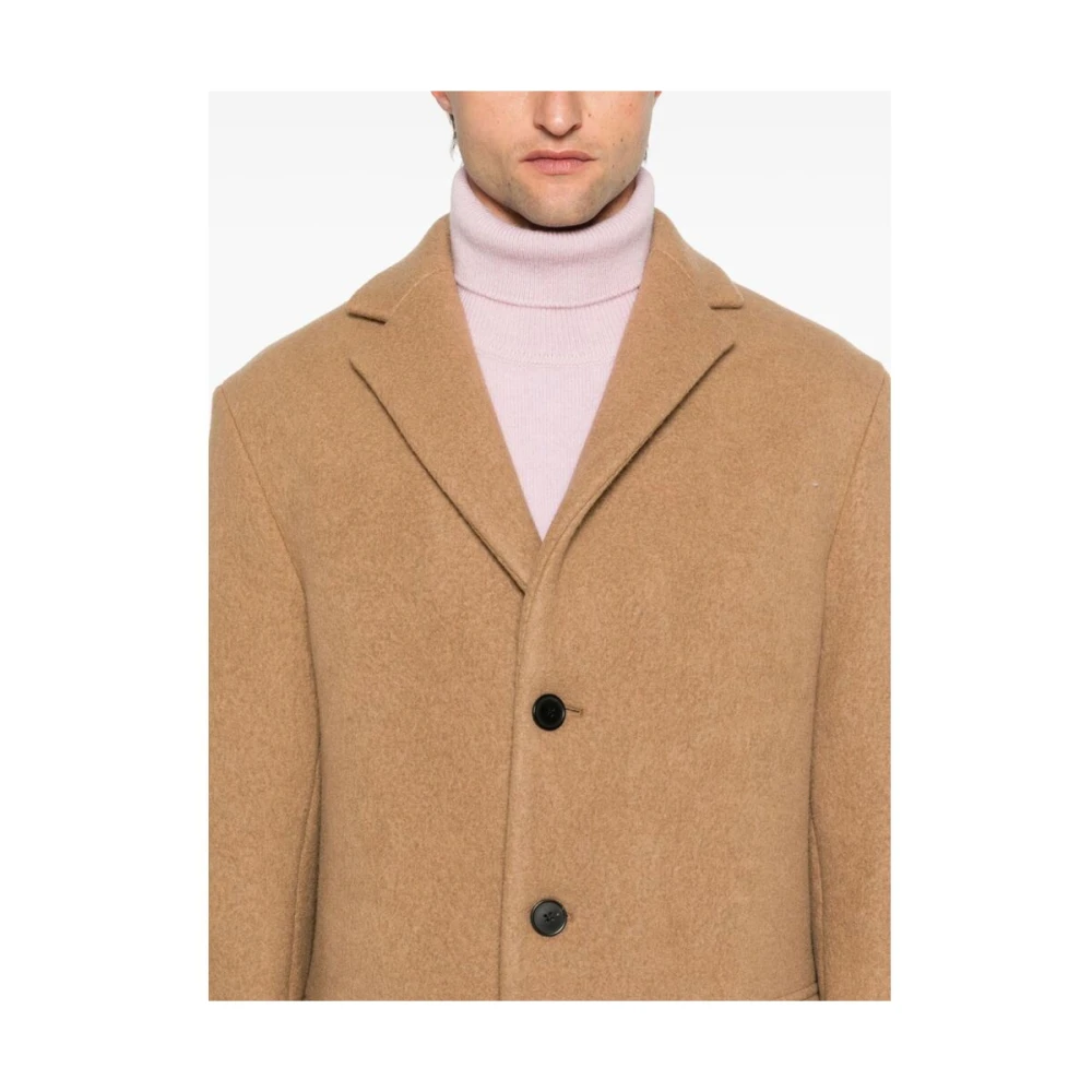 Dries Van Noten Beige Wollen Jas met Geborsteld Effect Brown Heren