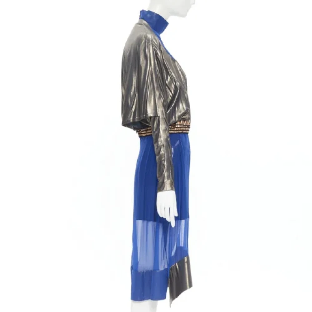 Balenciaga Vintage Pre-owned Silk dresses Blue Dames